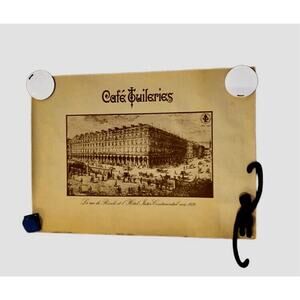 Vintage Cafe Tuileries Poster 100 Years Hotel Paris Anniversary 1978 Print